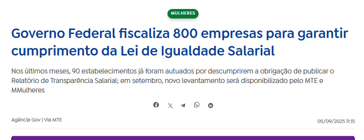 Notícia: Governo fiscaliza mais de 800 empresas (Agência Gov)